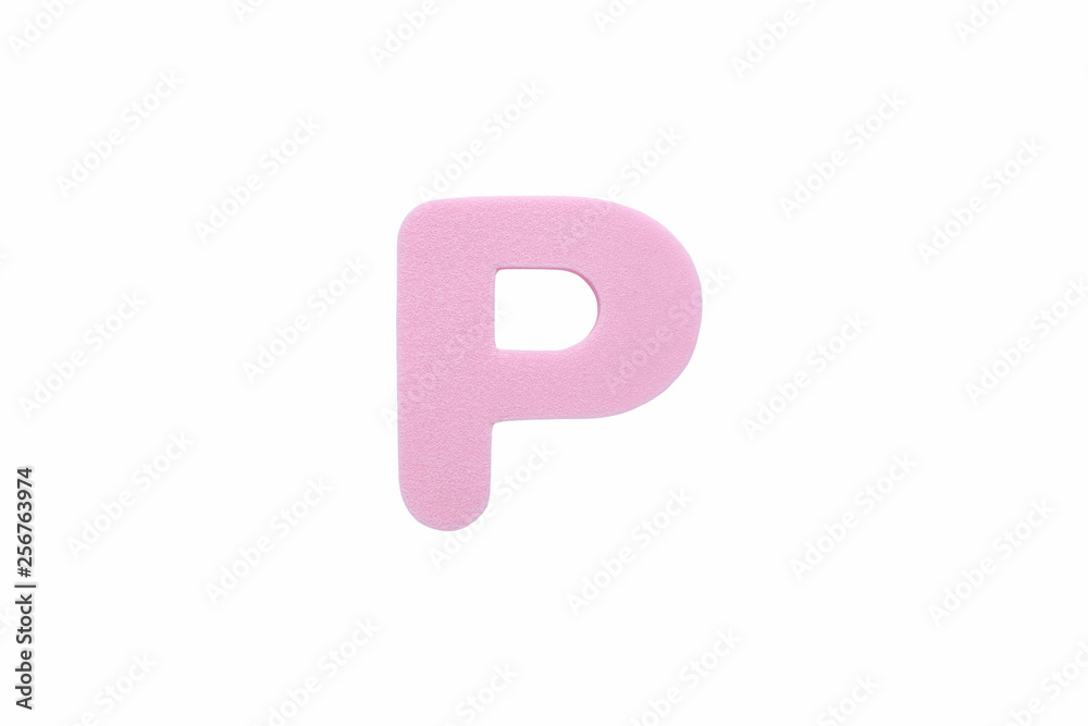 Alphabet letter P symbol of sponge rubber isolated over white background. Alphabet letter P symbol of sponge rubber isolated over white background.