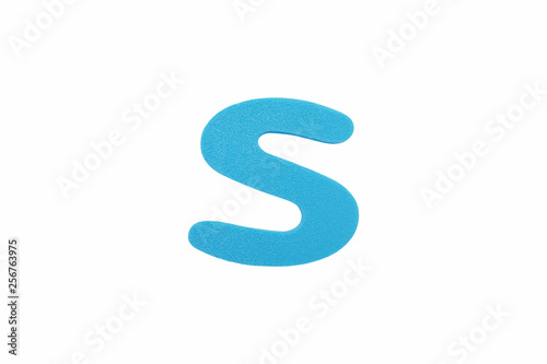 Alphabet letter S symbol of sponge rubber isolated over white background.