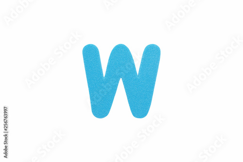 Alphabet letter W symbol of sponge rubber isolated over white background.