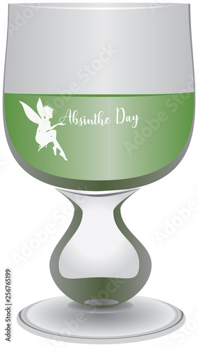 Glass filled with absinthe