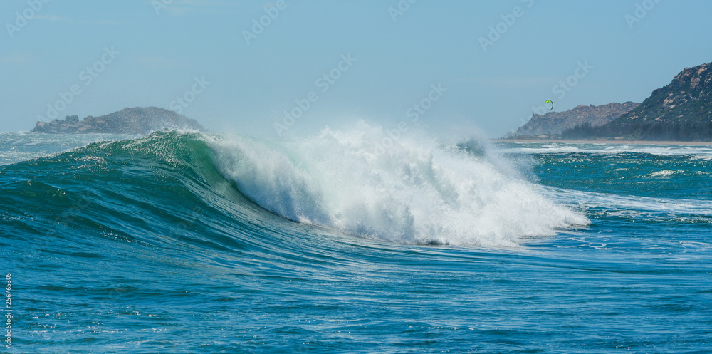 Huge wave on the blue sea