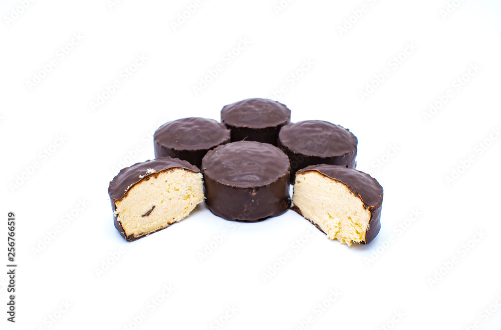 chocolate covered pismaniye on white background. Chocolate Candy ...