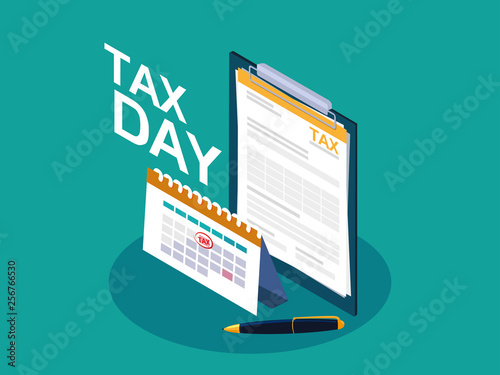tax day with clipboard and calendar reminder