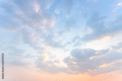 Fototapeta Naklejka Na Ścianę i Meble -  Soft blue sky fuse with sunset light to look like heaven peaceful