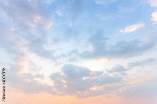 Soft blue sky fuse with sunset light to look like heaven peaceful photo