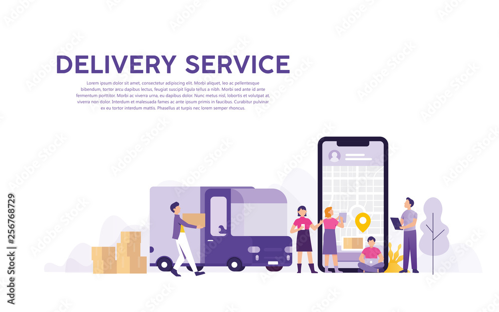 delivery service with online order tracking, people tracking their order in mobile delivery service