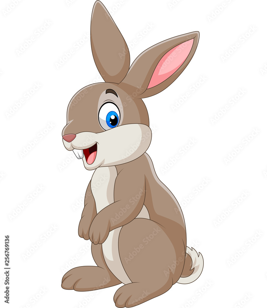 Fototapeta premium Cartoon happy rabbit isolated on white background