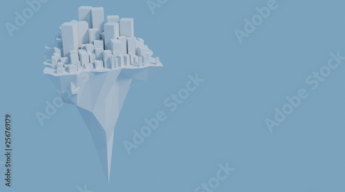 3d illustration of city in iceberg concept