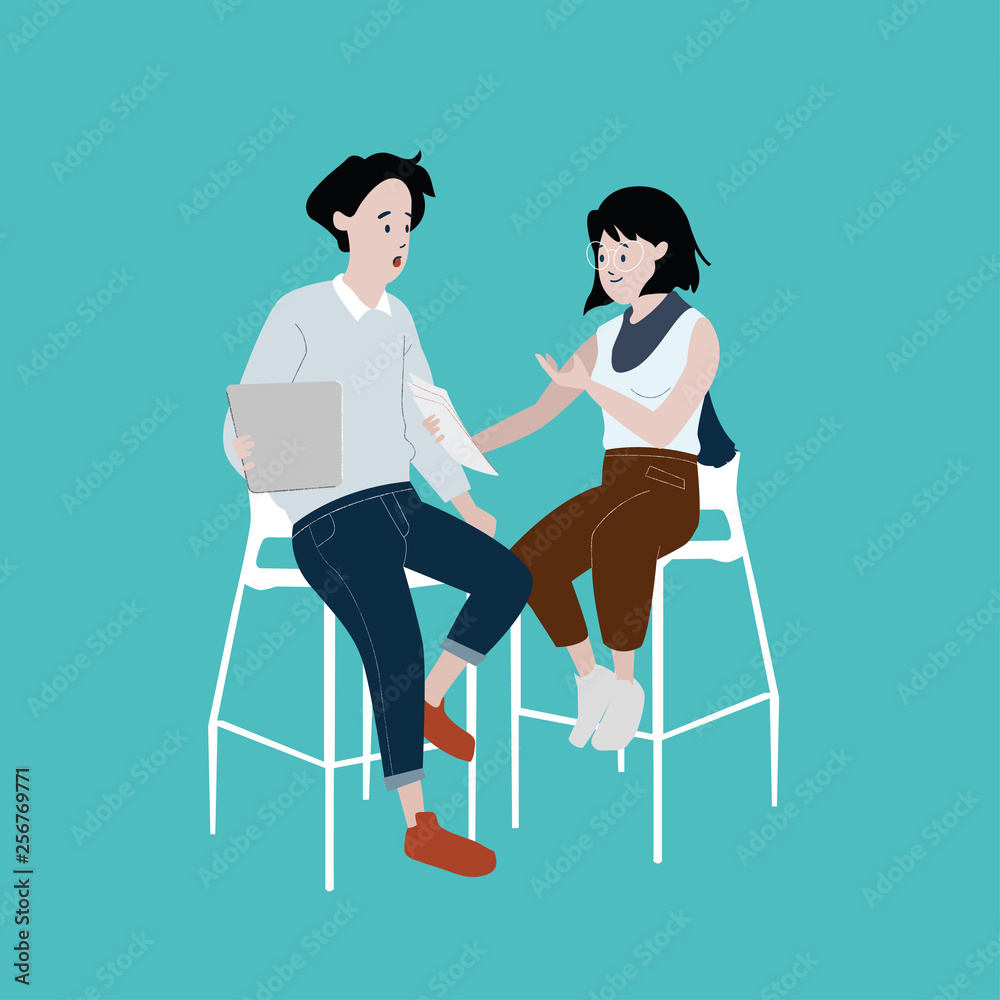 Obraz premium Man and Woman Casual Meeting 