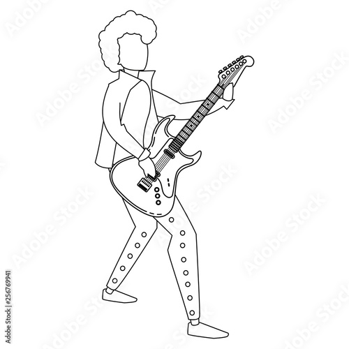 rocker man playing guitar electric character