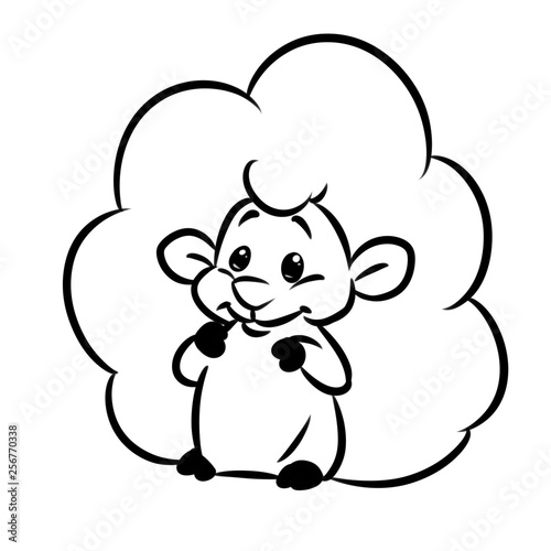 Lamb Coloring Page cartoon illustration isolated image 