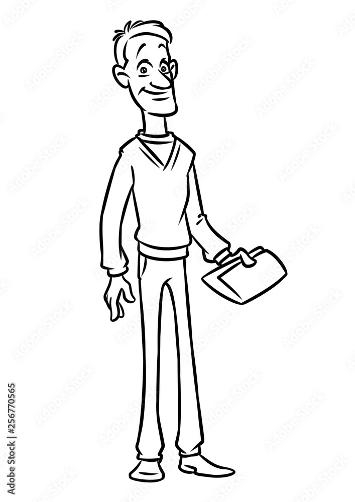 Cheerful man worker young man cartoon illustration isolated image Cheerful man worker young man cartoon illustration isolated image
