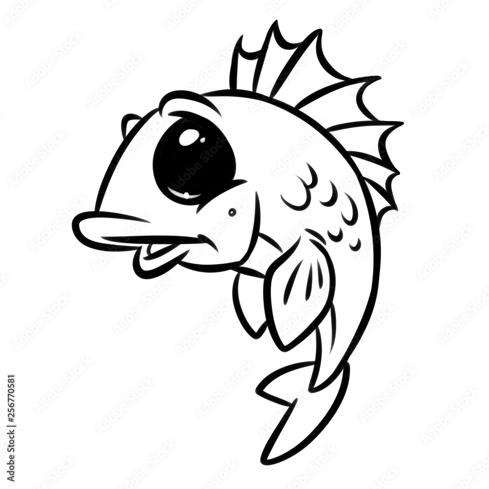 fish smile big eyes cartoon illustration isolated image coloring page Stock  Illustration | Adobe Stock