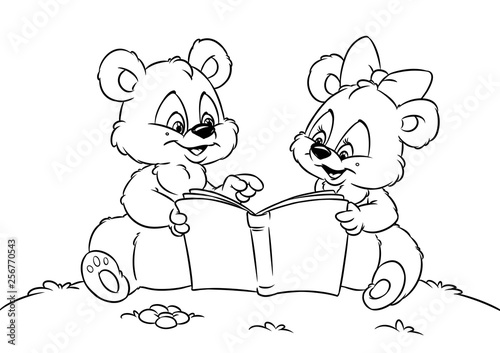 Teddy bear reading book animal coloring pages