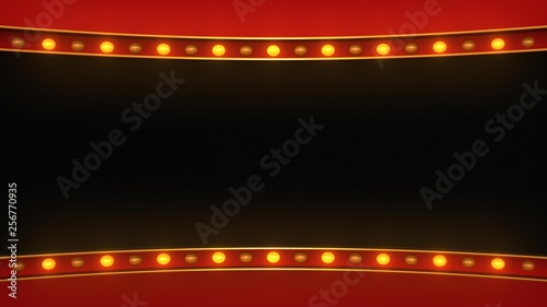 Red marquee light board sign retro on white background. 3d rendering