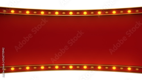 Red marquee light board sign retro on white background. 3d rendering photo