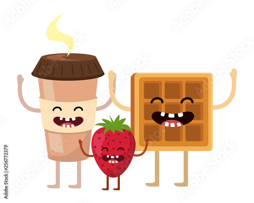 delicious kawaii breakfast cartoon