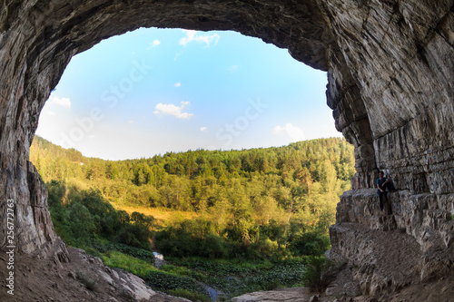 View from a cave entrance in the old mountains