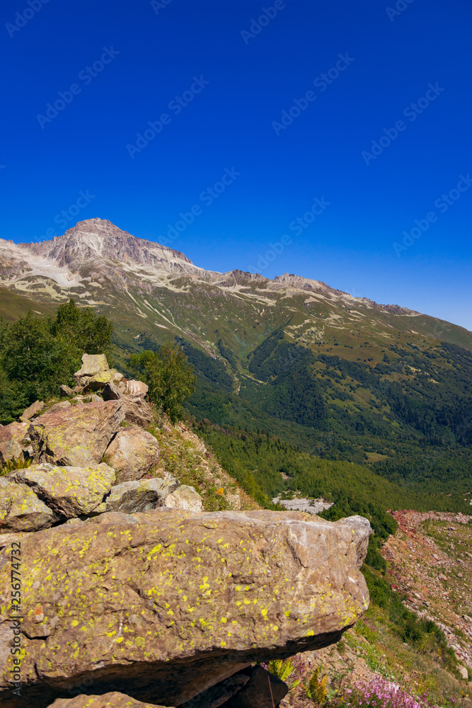 The surroundings of Dombai. Caucasus Mountains summer, clear day. The surroundings of Dombai. Caucasus Mountains summer, clear day.