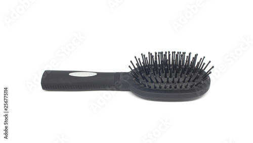 black hairbrush on white background