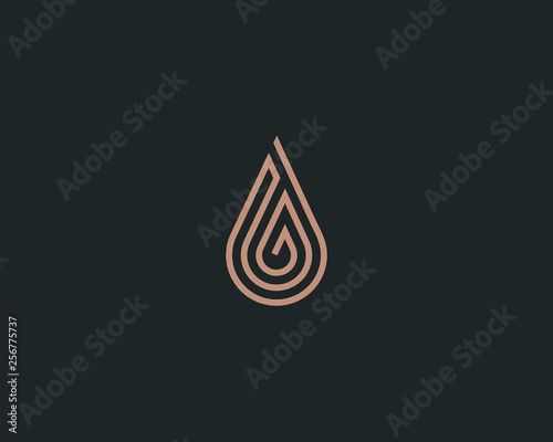 Linear aqua maze logotype. Premium water drop vector logo.