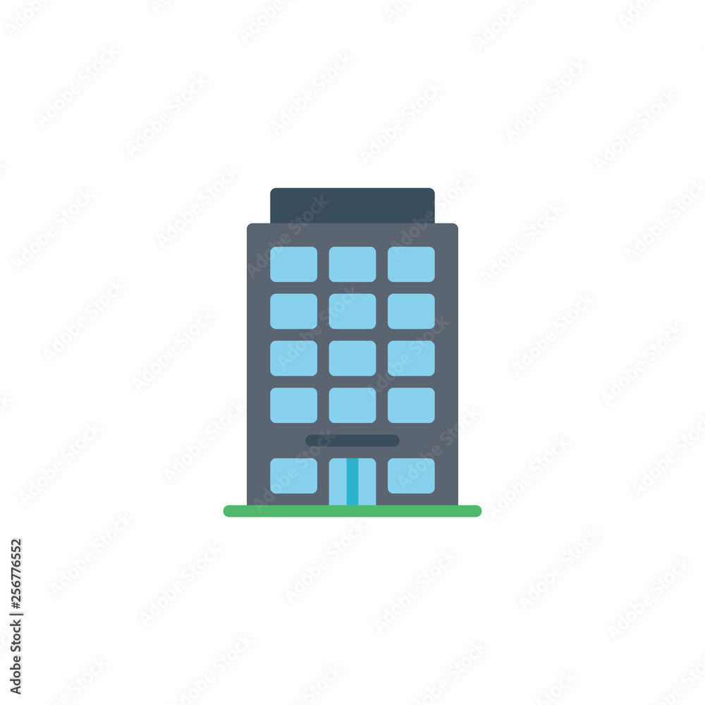 Hotel building flat icon, vector sign, Office building colorful pictogram isolated on white. Symbol, logo illustration. Flat style design Hotel building flat icon, vector sign, Office building colorful pictogram isolated on white. Symbol, logo illustration. Flat style design