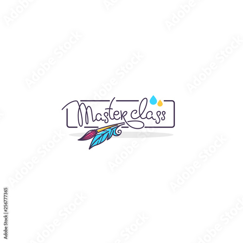 master class and creative courses, hand drawn doodle logo, label, emblem