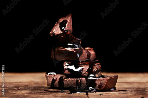 Chocolate pieces on a dark backround