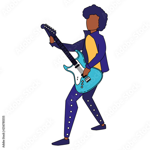 rocker man playing guitar electric character