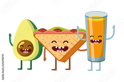 delicious kawaii breakfast cartoon