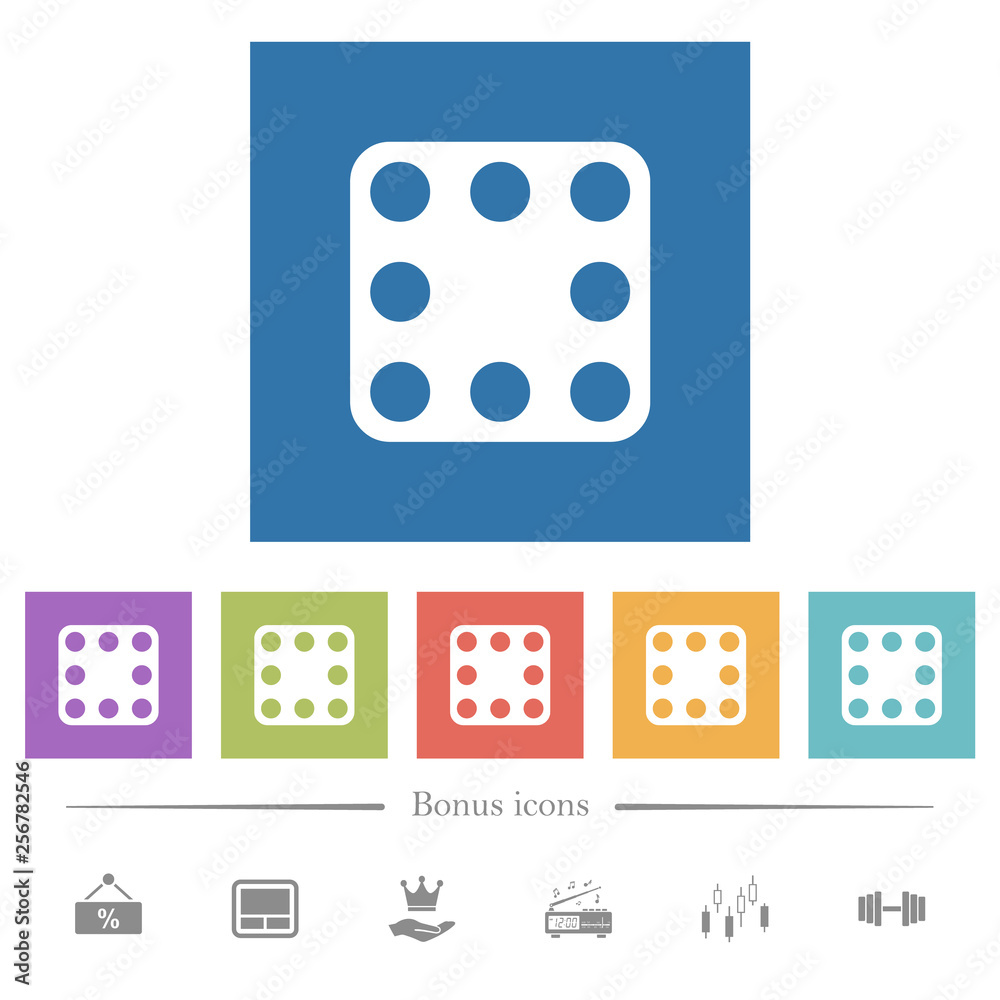 Domino eight flat white icons in square backgrounds Domino eight flat white icons in square backgrounds