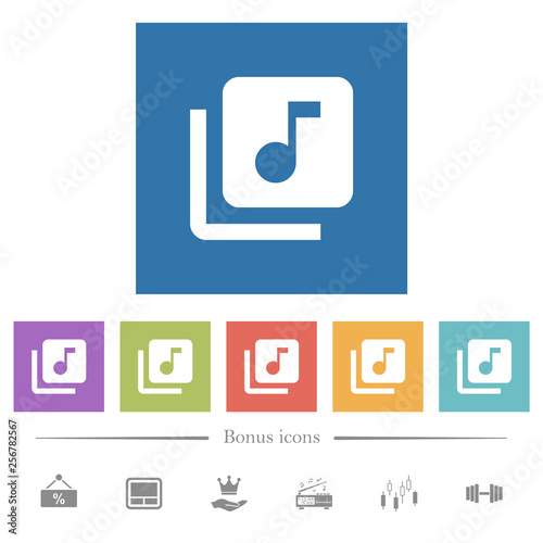 Music library flat white icons in square backgrounds Free Download Music library flat white icons in square backgrounds - GFXLoad