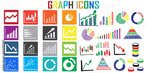 Graph data presentation infographic web icon vector.