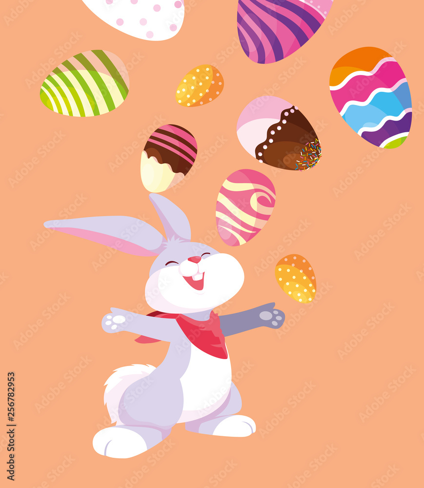 happy easter eggs painted with rabbit happy easter eggs painted with rabbit