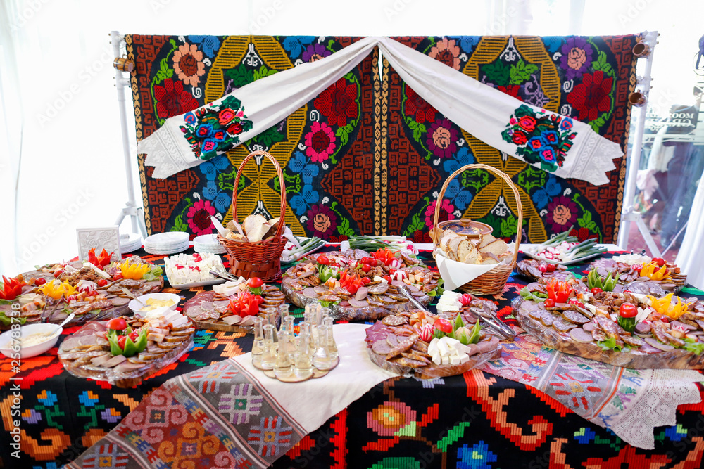 table with traditional finger food