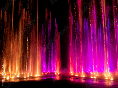  colored decorative dancing water jet led light fountain show at night