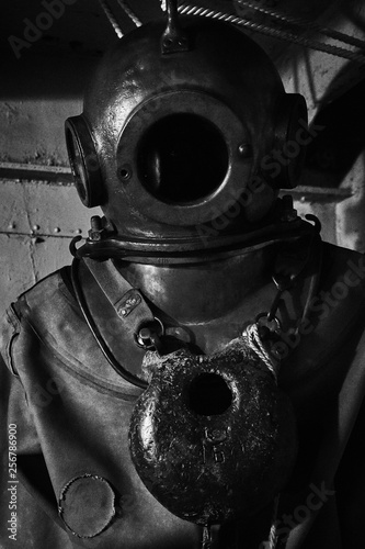 Image of an old diving suit.