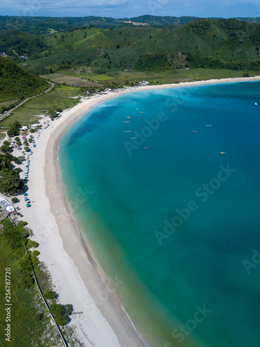An aerial view of Areguling Beach in Lombok  Indonesia