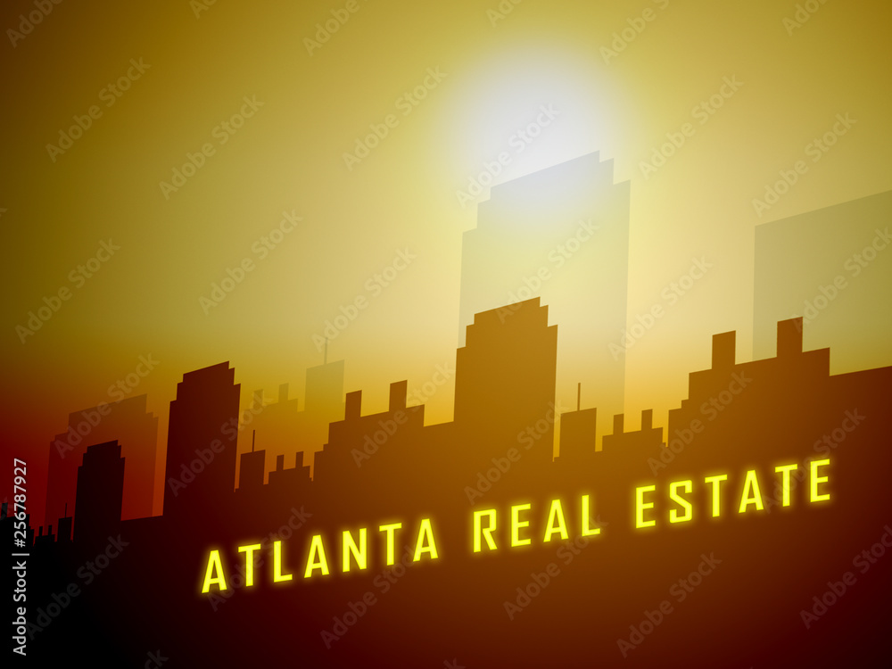 Atlanta Property City Shows Real Estate Residential Buying 3d Illustration