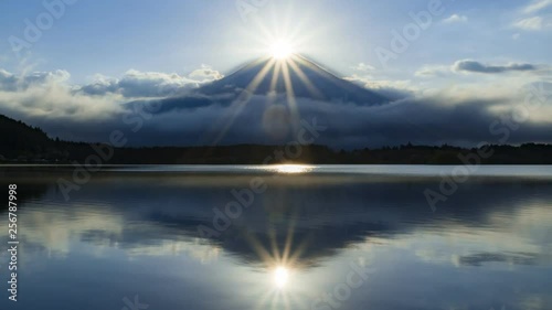 ダイヤモンド富士、静岡県富士宮市田貫湖にて