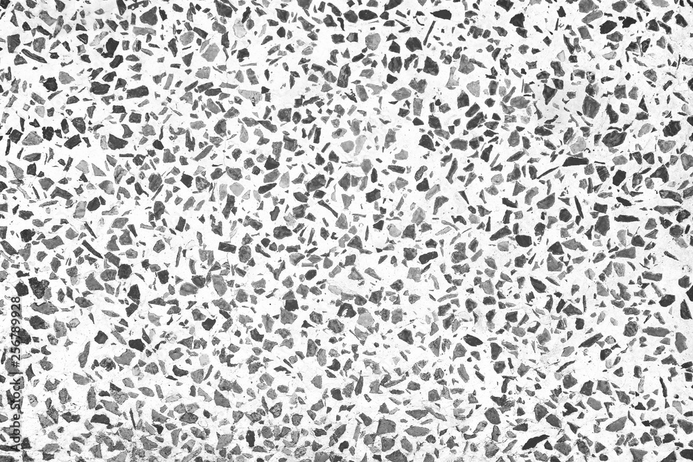 Old terrazzo flooring in seamless patterns texture , black and white polished stone for background Old terrazzo flooring in seamless patterns texture , black and white polished stone for background