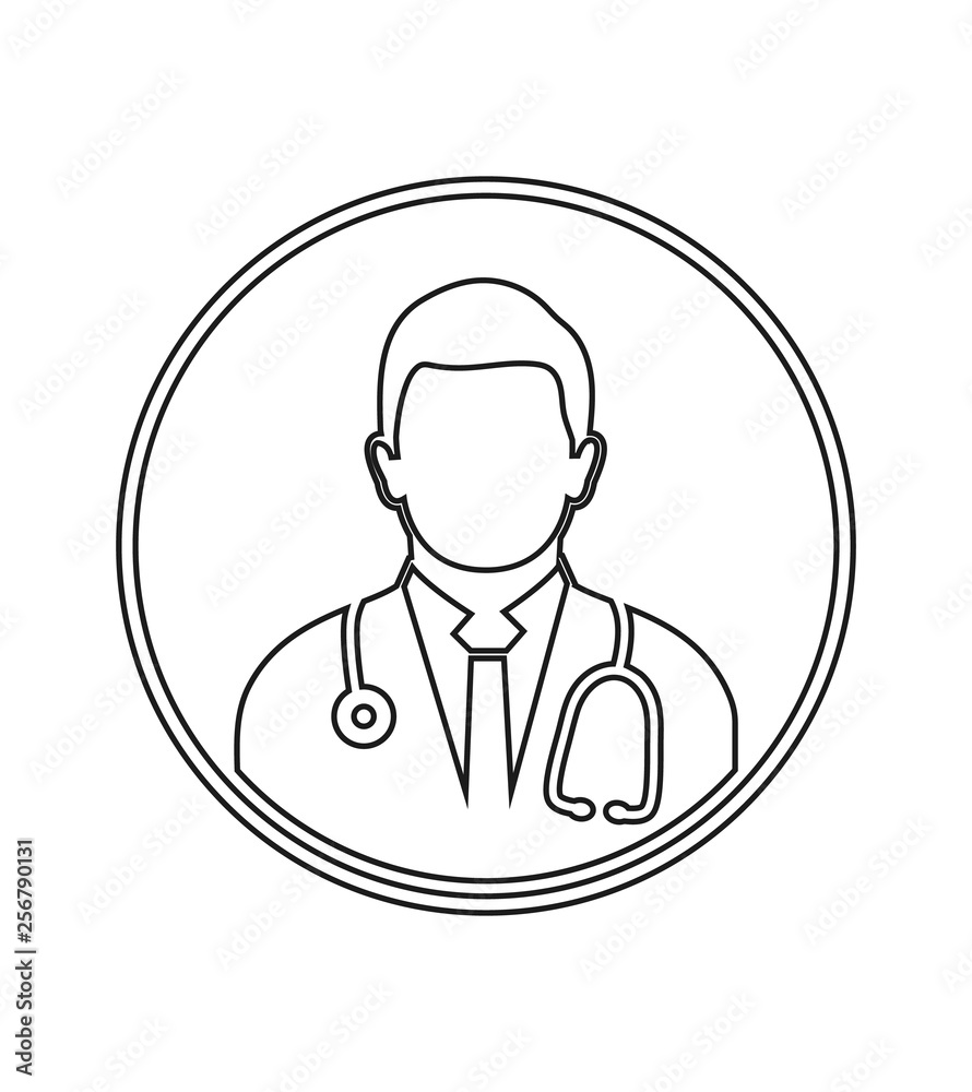 Male Doctor Profile line Icon. Editable vector EPS.