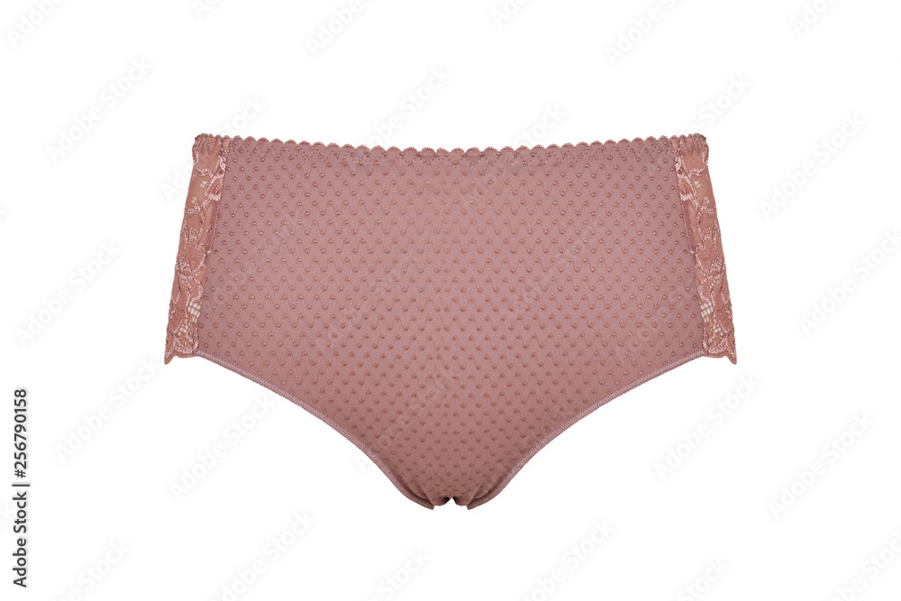 Beautiful female panties Coral isolated on white background. Sexy underwear Beautiful female panties Coral isolated on white background. Sexy underwear