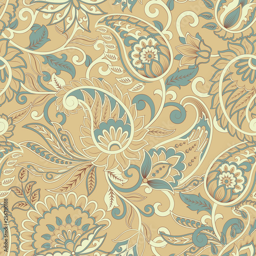 Paisley Pattern. Seamless Damask Textile Background