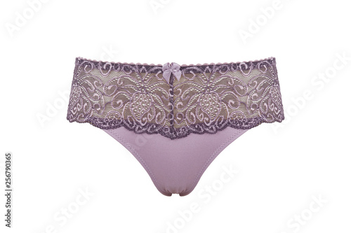 Beautiful female panties Purple isolated on white background. Sexy underwear