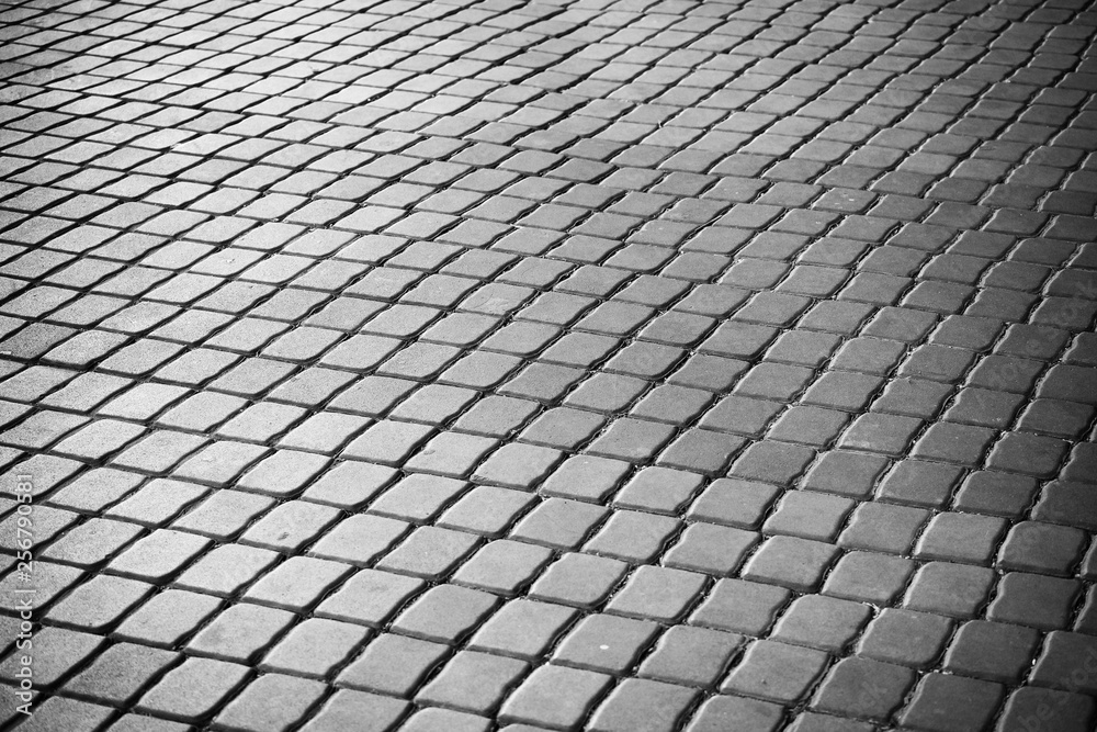 Mortar blog square walkway. Black and white of Abstract background. Minimalism architecrure. Details of Modern pattern building.