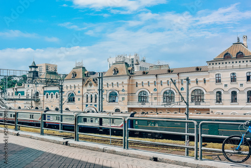 Vladivostok, Russia-August 15, 2015: platform station, railway station