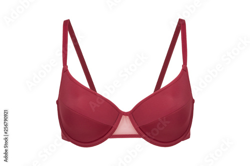 Beautiful red bra isolated on white background