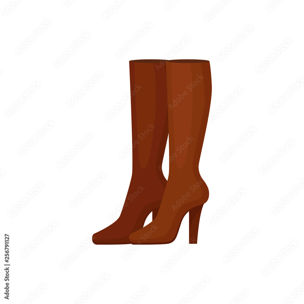 Brown boots on white background. Fashion concept. Brown boots on white background. Fashion concept.