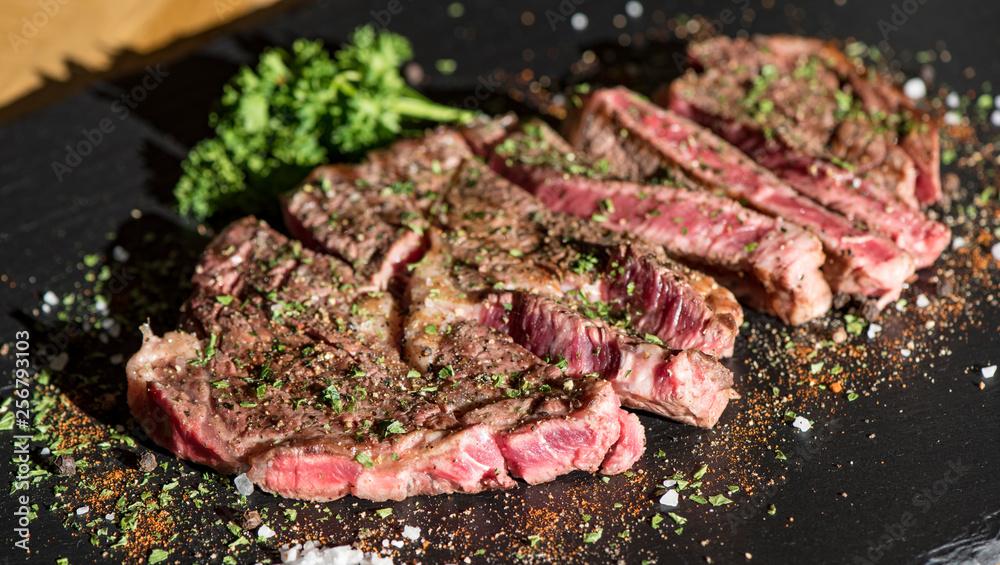 Grilled flat iron steak shot in flat lay style Grilled flat iron steak shot in flat lay style
